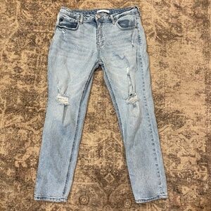 Kancan Mom Jean Distressed Rip Sz 30 Light Wash